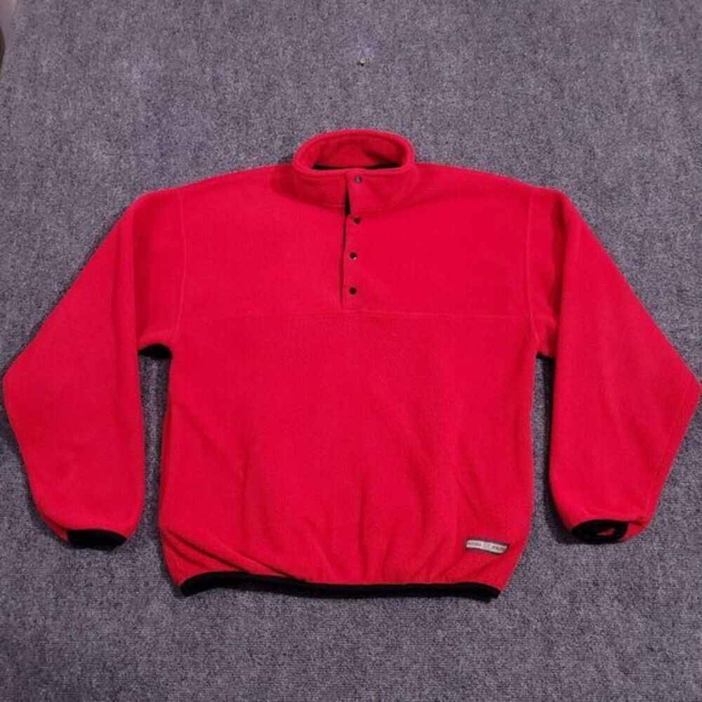 Vtg 90s‎ Russell Athletic Mens L Blank T-Snap Button Fleece Pullover Sweater USA